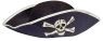 Black foam pirate hat with skull and crossbones in front. 