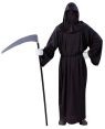 Horror warrior costume includes robe, waist tie cord &amp; hooded collar with mesh mask. Measures approx 58" from shoulder to the end of robe, excluding the hood.