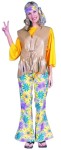 60s Love Child costume includes vinyl fringe vest &amp; bell bottom pants.