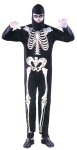 Skeleton Adult Costume - A complete stretch jumpsuit with bones printed on the fabric. Looks great under a black light. Includes hood. One size only.