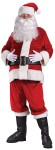 Rich Velvet Santa Adult Costume - Deluxe Velour trimmed with fake rabbit fur. Includes jacket with zipper front and belt loops, pants with side pockets, hat, belt, boot tops and deluxe snap closure gloves.